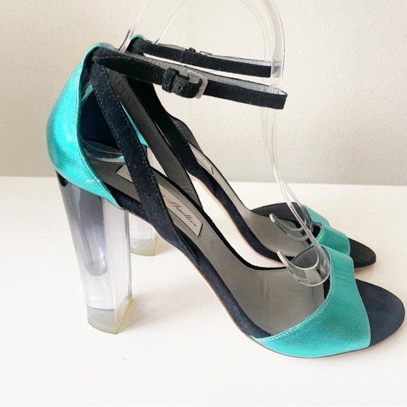 Monique Lhuillier Shoes - MONIQUE LHUILIER Metallic clear heel high heels